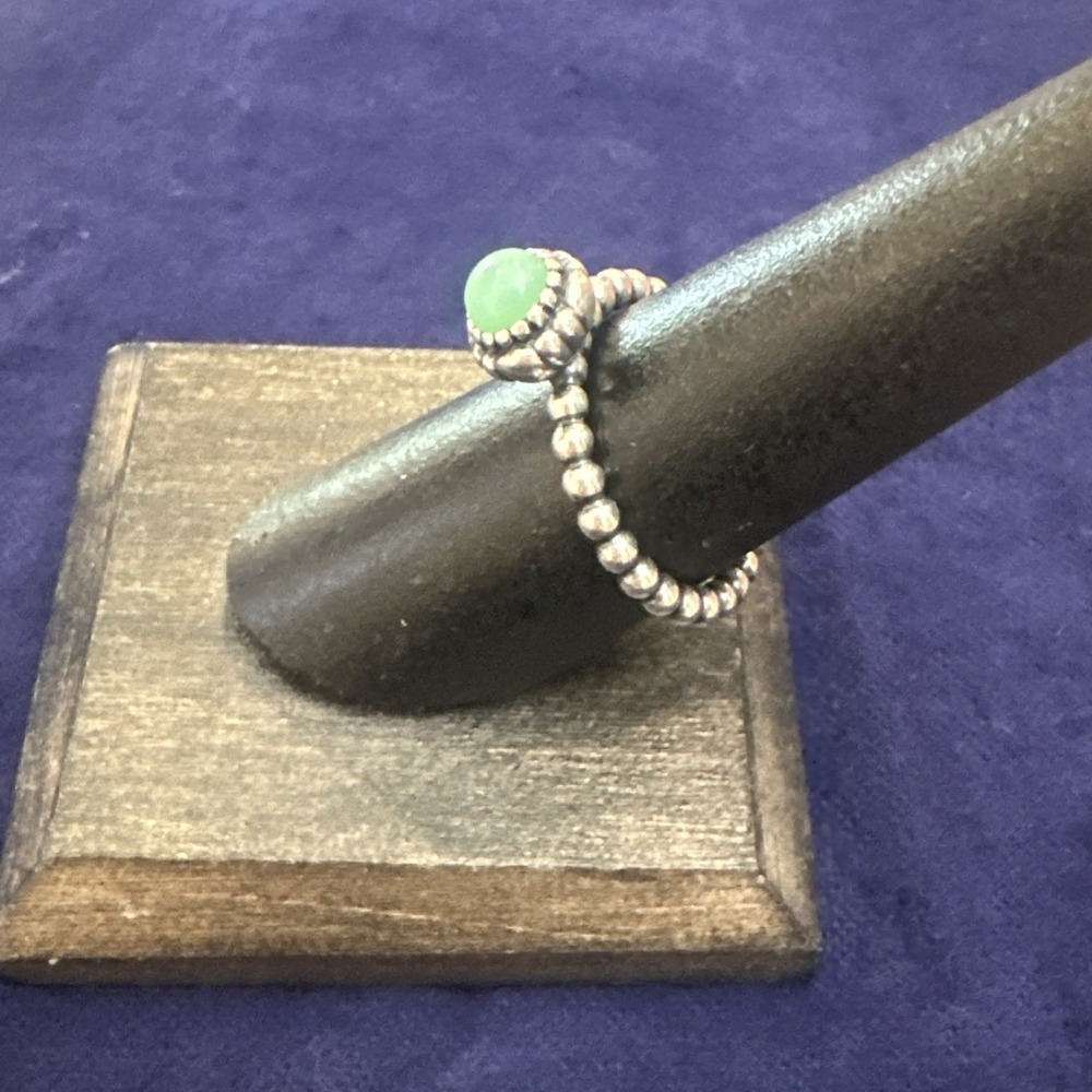 RETIRED Pandora Sterling Silver & Chrysoprase May Birthday Blooms Ring Size 6.5 - Picture 6 of 9